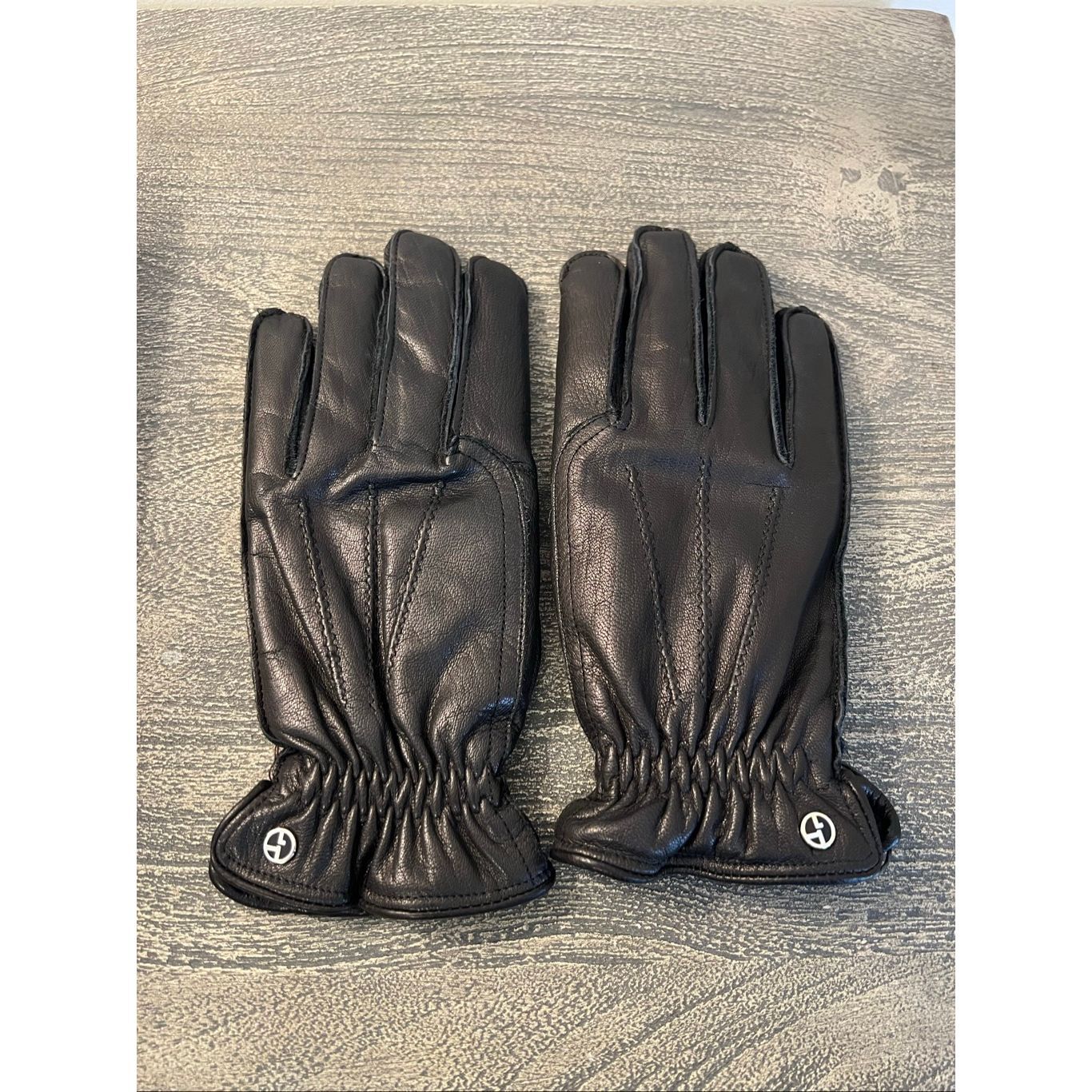 Giorgio Armani Black Deer Leather & Cashmere Lined Gloves